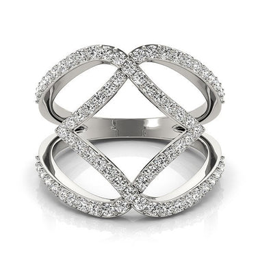 14k White Gold Entwined Design Diamond Dual Band Ring (3/4 cttw) - 0