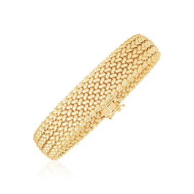 14k Yellow Gold High Polish Thick Braided Bracelet (14.5mm) - 0