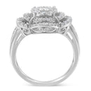 14K White Gold 1.0 Cttw Round & Baguette Cut Diamond Floral Cluster Quatrefoil Channel Set Band Cocktail Statement Ring (H-I Color, SI2-I1 Clarity) - Size 6-3/4-4