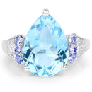 6.86 Carat Genuine Swiss Blue Topaz, Tanzanite & White Topaz .925 Sterling Silver Ring-3