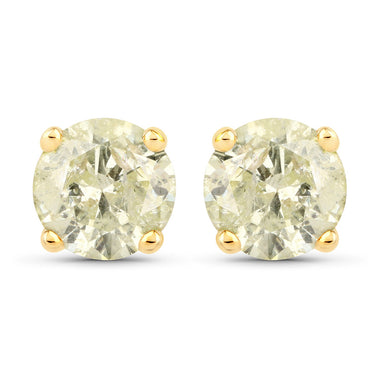 1.12 Carat Genuine LB Diamond 14K Yellow Gold Earrings