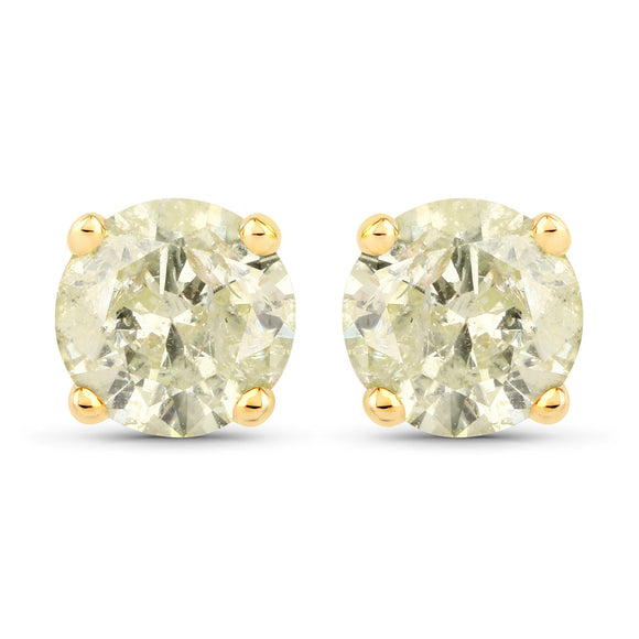 1.12 Carat Genuine LB Diamond 14K Yellow Gold Earrings