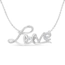 .925 Sterling Silver 1/4 Cttw Diamond Cursive "Love" 18" Pendant Necklace (H-I Color, I1-I2 Clarity)-1