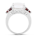 3.58 Carat Genuine Opal & Garnet .925 Sterling Silver Ring-2