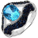 5.02 Carat Genuine Blue Topaz & Blue Sapphire .925 Sterling Silver Ring-1