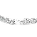 14K White Gold 2.00 Cttw Diamond Cluster and Spiral Link Bracelet (I-J Color, I1-I2 Clarity) - 7"-6