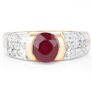 14K Rose Gold Plated 1.95 Carat Genuine Glass Filled Ruby & White Diamond .925 Sterling Silver Ring-3
