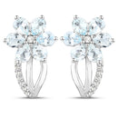 1.54 Carat Genuine Aquamarine and White Topaz .925 Sterling Silver Earrings-1