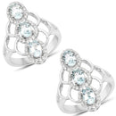 1.54 Carat Genuine Aquamarine and White Zircon .925 Sterling Silver Ring-4