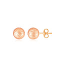 14K Rose Gold Ball Earrings with Linear Texture-1