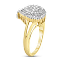 10K Yellow Gold 1/2 Cttw Round and Baguette-Cut Diamond Pear Ring (I-J Color, I1-I2 Clarity) - Size 7-4