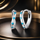 925 Sterling Silver Earrings with Synthetic Turquoise, Oxidized Finish, Size 12*2mm, Women-1