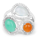 4.82 Carat Genuine Multi Stone .925 Sterling Silver Ring-3