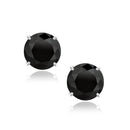 14k White Gold 8.0mm Round Black CZ Stud Earrings-1