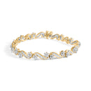 10k Yellow Gold 3.00 Cttw Round-Cut and Baguette-Cut Floral Link 7.25" Bracelet (I-J Color, I1-I2 Clarity)-1