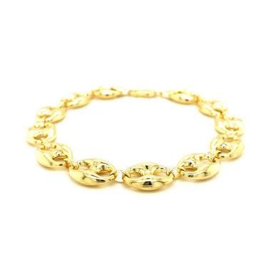 11.0mm 14k Yellow Gold Puffed Mariner Link Bracelet - 0