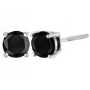.925 Sterling Silver 4.00 Cttw Round Brilliant-Cut Black Diamond Bezel-Set Stud Earrings with Screw Backs (Fancy Color-Enhanced, I2-I3 Clarity)-1