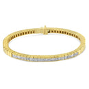 14K Yellow Gold 1-1/10 Cttw Princess & Baguette Cut Diamond 7" Alternating Stone Eternity Tennis Bracelet (G-H Color, VS1-VS2 Clarity)-2