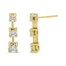 14K Yellow Gold 1/2 Cttw Round Diamond 3 Stone Graduated Linear Drop Past, Present and Future Stud Earrings (H-I Color, SI1-SI2 Clarity)-4