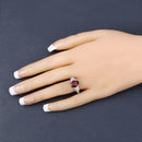 2.87 Carat Genuine Rhodolite and White Diamond 14K White Gold Ring-3