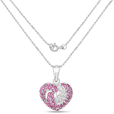 2.65 Carat Genuine Ruby and White Sapphire .925 Sterling Silver Pendant - 0