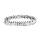 14K White Gold 5.0 Cttw Princess Cut Diamond 7" Invisible Set Wavy S-Link Tennis Bracelet (G-H Color, SI1-SI2 Clarity)-1