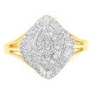 10K Yellow Gold Diamond Cocktail Ring (1/2 Cttw, J-K Color, I2-I3 Clarity) - Size 6-1/2-4