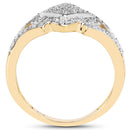 14K Yellow Gold Plated 0.32 Carat Genuine White Diamond .925 Sterling Silver Ring-2
