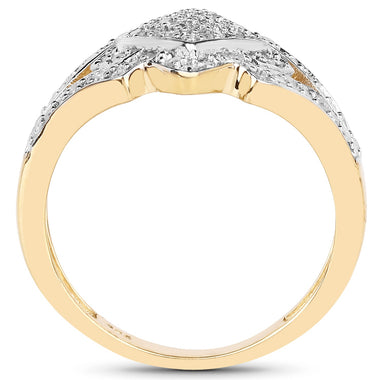 14K Yellow Gold Plated 0.32 Carat Genuine White Diamond .925 Sterling Silver Ring - 0