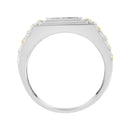 10K Yellow Gold Plated .925 Sterling Silver Diamond Accent Miracle-Set 3 Stone Ridged Band Gentlemen's Fashion Ring (I-J Color, I2-I3 Clarity) - Size 10-5