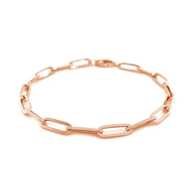 14K Rose Gold Bold Paperclip Chain Bracelet - 0