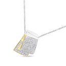 14K White and Yellow Gold 2.0 Cttw Princess Cut Diamond Two Tone Foldover Box Pendant 18â€ Box Chain Necklace (H-I Color, SI1-SI2 Clarity)-3