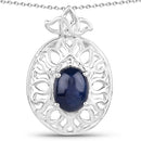 4.50 Carat Genuine Blue Sapphire .925 Sterling Silver Pendant-1