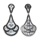 12.19 Carat Genuine Blue Topaz and Black Spinel .925 Sterling Silver Earrings-2