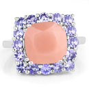 6.70 Carat Genuine Peach Moonstone and Tanzanite .925 Sterling Silver Ring-3
