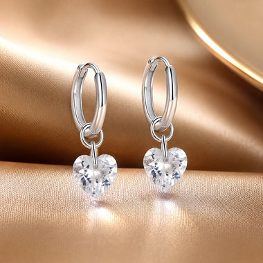 925 Sterling Silver Earrings with Pavé Setting CZ and White Gold Plating for Women - 0