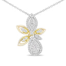 14K White and Yellow Gold 5/8 Cttw Round Diamond Marquise Floral Style 18" Pendant Necklace (H-I Color, I1-I2 Clarity)-1
