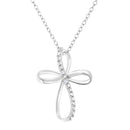 10K Yellow Gold Plated .925 Sterling Silver Diamond Accent Cross Ribbon 18" Pendant Necklace (I-J Color, I2-I3 Clarity)-1