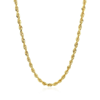 3.0mm 14k Yellow Gold Solid Diamond Cut Rope Chain - 0