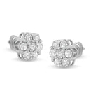 14K White Gold 3 cttw Prong Set Round-Cut Diamond Floral Cluster Stud Earring (I-J Color, SI1-SI2 Clarity)-3