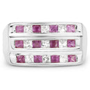 1.26 Carat Genuine Pink Sapphire and White Sapphire .925 Sterling Silver Ring-3