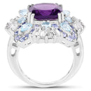 8.38 Carat Genuine Multi Stones .925 Sterling Silver Ring-2