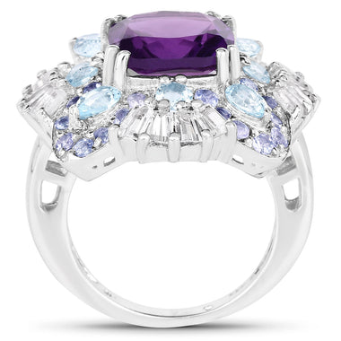 8.38 Carat Genuine Multi Stones .925 Sterling Silver Ring - 0