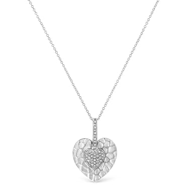 .925 Sterling Silver Pave-Set Diamond Accent Heart Shape 18" Pendant Necklace (I-J Color, I1-I2 Clarity) - 0