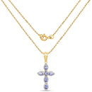14K Yellow Gold Plated 0.84 Carat Genuine Tanzanite .925 Sterling Silver Pendant-2