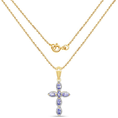 14K Yellow Gold Plated 0.84 Carat Genuine Tanzanite .925 Sterling Silver Pendant - 0