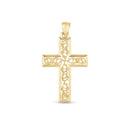14k Yellow Gold High Polish Vine Cross Pendant-2