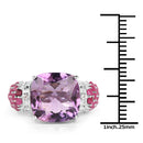 6.55 Carat Genuine Amethyst, Ruby and White Topaz .925 Sterling Silver Ring-3
