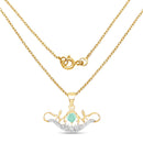 14K Yellow Gold Plated 0.62 Carat Genuine Emerald and White Topaz .925 Sterling Silver Pendant-2