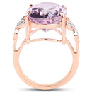 18K Rose Gold Plated 10.50 Carat Genuine Pink Amethyst and White Topaz .925 Sterling Silver Ring-2